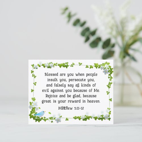 Matthew 511_12 Blessed are you Beatitudes Bible  Postcard