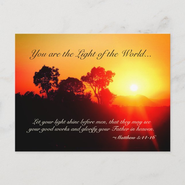 Matthew 5 14-16 Let Your Light Shine, Bible Verse Postcard (Front)