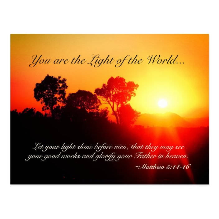 Matthew 5 14-16 Let Your Light Shine, Bible Verse Postcard | Zazzle.com