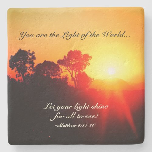 Matthew 5 14_16 Let Your Light Shine Bible Verse Stone Coaster