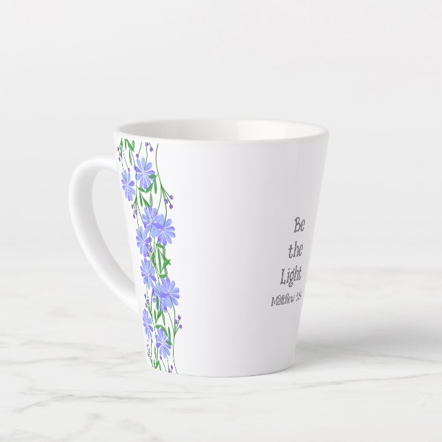 Matthew 5:14 Be the Light Christian Floral  Latte Mug (Left Angle)