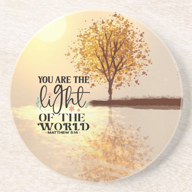 Matthew 5:14 You are the Light of the World Bible Coaster (Front)