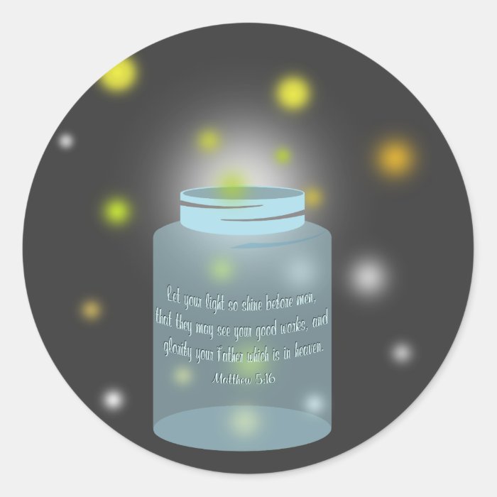 sticker featuring an illustration of a jar with matthew 5 16 bible