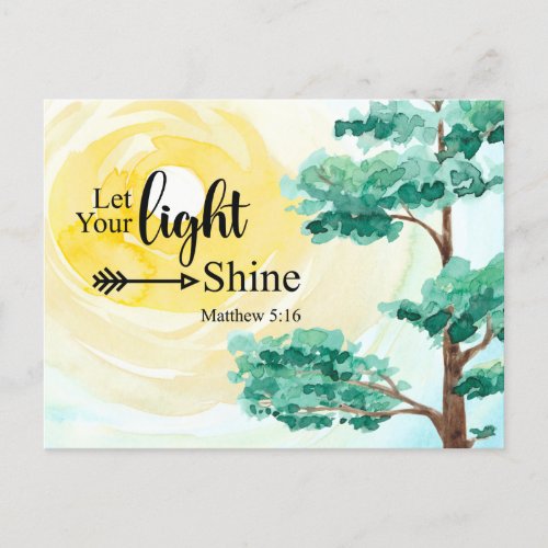 Matthew 516 Let your light shine Bible Christian Postcard