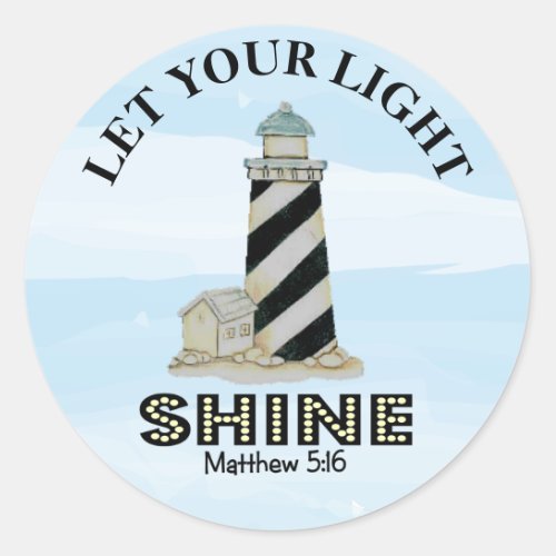 Matthew 5 16 Lighthouse Classic Round Sticker