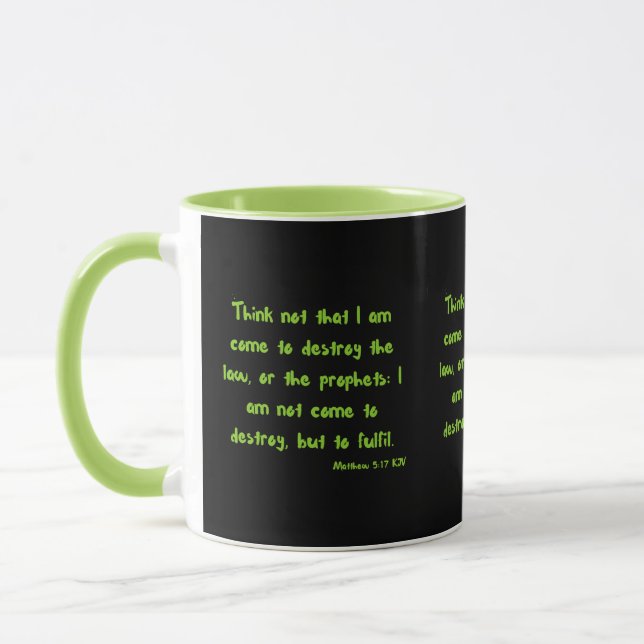 Matthew 5:17 KJV Bible Scripture Two-Tone Mug (Left)