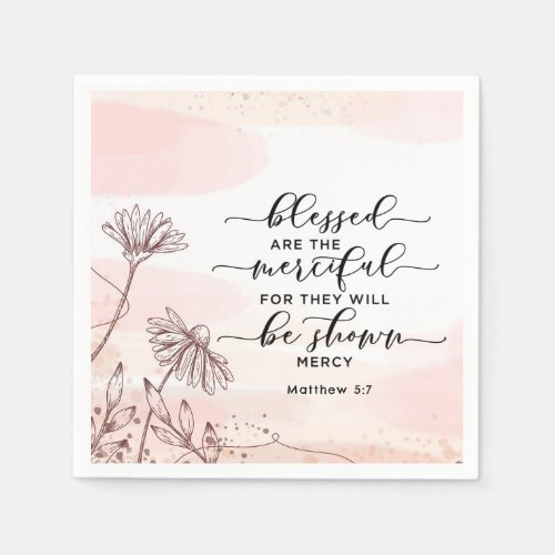 Matthew 57 Blessed are the Merciful Bible Verse Napkins