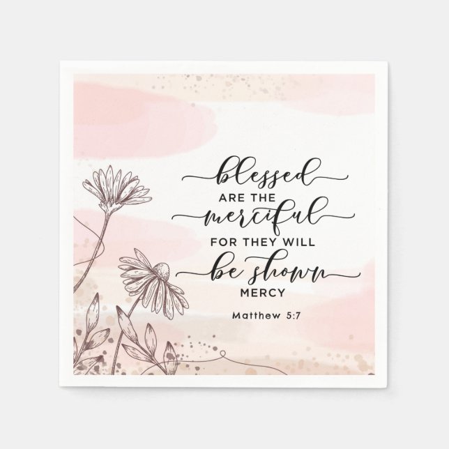Matthew 5:7 Blessed are the Merciful Bible Verse Napkins (Front)