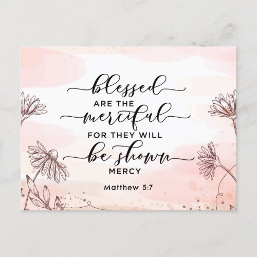 Matthew 57 Blessed are the Merciful Bible Verse Postcard
