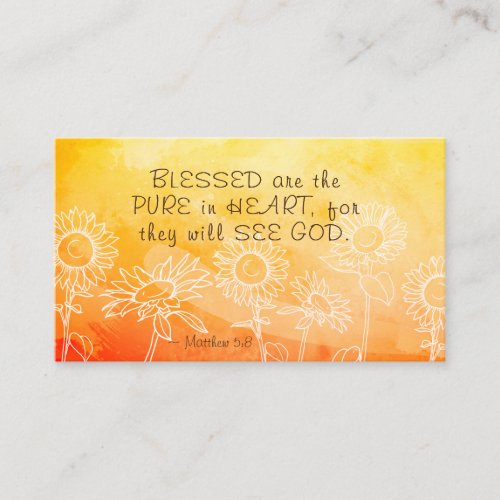 Matthew 58 Blessed are Pure in Heart Bible Verse Business Card