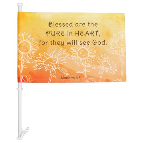 Matthew 58 Blessed are Pure in Heart Bible Verse Car Flag