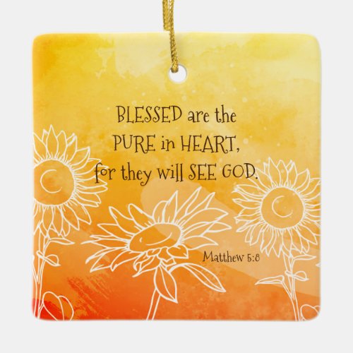 Matthew 58 Blessed are Pure in Heart Bible Verse  Ceramic Ornament
