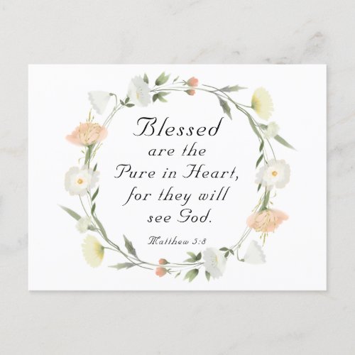Matthew 58 Blessed are Pure in Heart Bible Verse Postcard