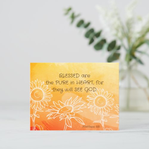 Matthew 58 Blessed are Pure in Heart Bible Verse  Postcard