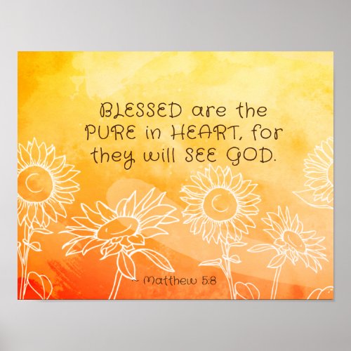 Matthew 58 Blessed are Pure in Heart Bible Verse Poster