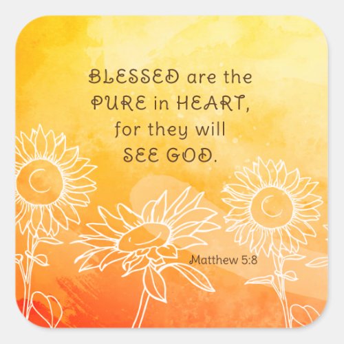 Matthew 58 Blessed are Pure in Heart Bible Verse Square Sticker