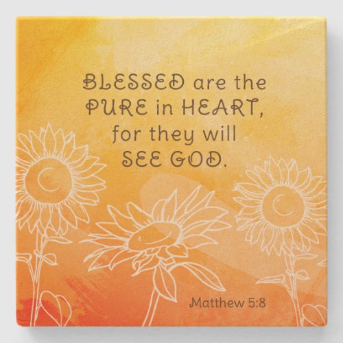 Matthew 58 Blessed are Pure in Heart Bible Verse  Stone Coaster