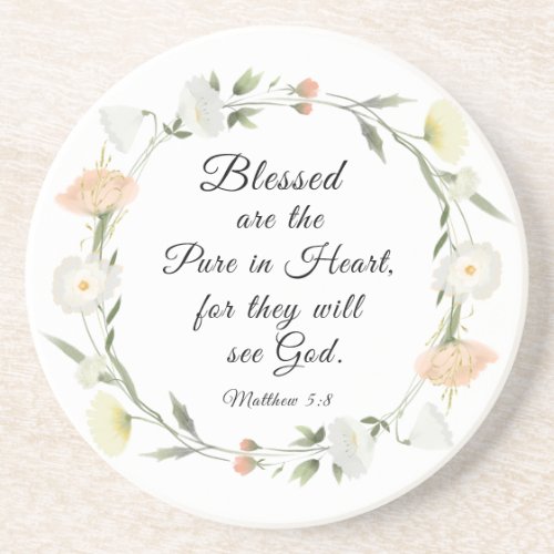 Matthew 58 Blessed are the Pure in Heart Bible Coaster