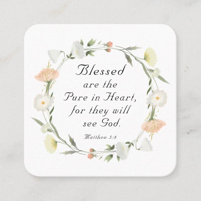 Matthew 5:8 Blessed are the Pure in Heart Bible  Square Business Card (Front)