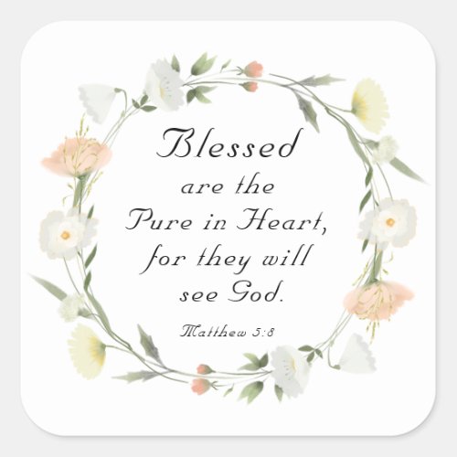 Matthew 58 Blessed are the Pure in Heart Bible Square Sticker