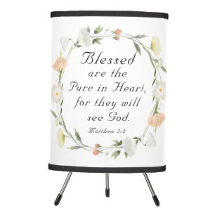 Matthew 5:8 Blessed are the Pure in Heart Bible Tripod Lamp
