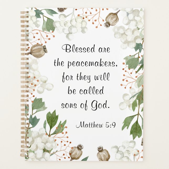 Matthew 5 9 Blessed are the Peacemakers Beatitudes Planner (Front)