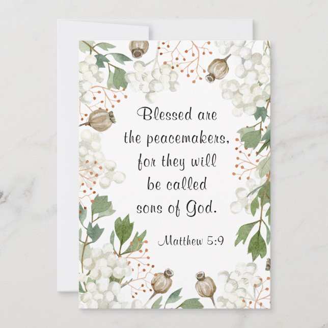 Matthew 5 9 Blessed are the Peacemakers Bible Flat Note Card (Front)