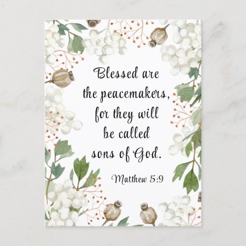 Matthew 5 9 Blessed are the Peacemakers Bible  Postcard