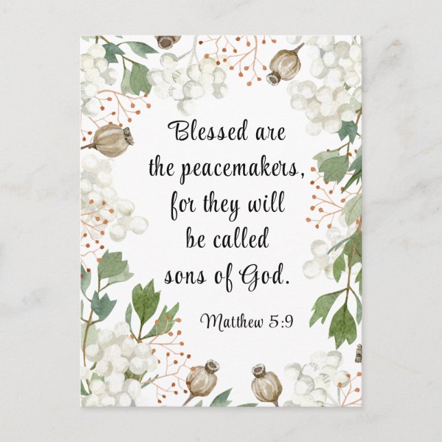 Matthew 5 9 Blessed are the Peacemakers Bible  Postcard (Front)