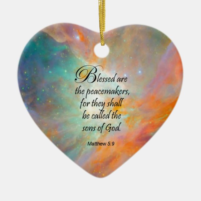 Matthew 5:9 ceramic ornament (Front)