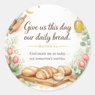 Matthew 6:11 Bible Verse, Messianic Jewish Decor, Classic Round Sticker