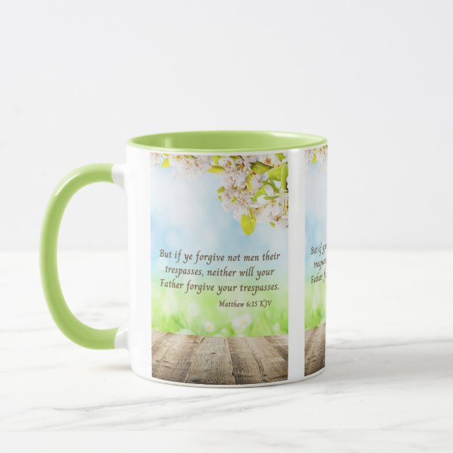 Matthew 6:15 KJV Bible Scripture Pic Two-Tone Mug (Left)