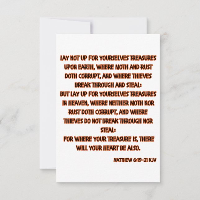 Matthew 6:19-21 KJV Bible Scripture Greeting Card (Front)