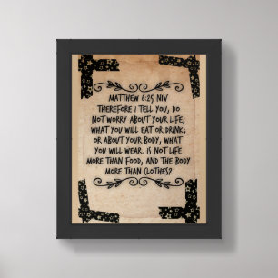 Matthew 6:25 Christian Bible Verse Image Framed Art