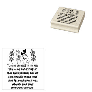 Matthew 6:26 28-29 Houseplant Birds Encouragement Rubber Stamp