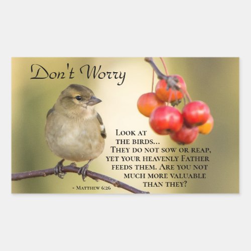 Matthew 626 Bible Verse Dont Worry Rectangular Sticker