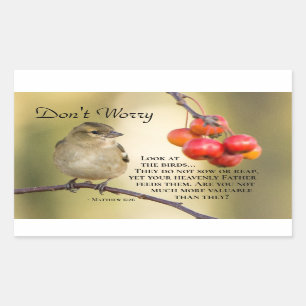 Matthew 6:26 Bible Verse, Don't Worry Rectangular Sticker
