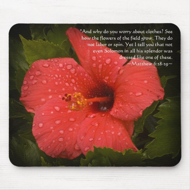 Matthew 6:28-29 Hibiscus Mousepad (Front)