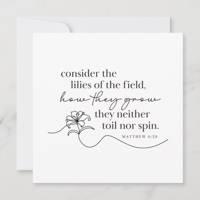 MATTHEW 6:28 - Personalized Note Card (Front)