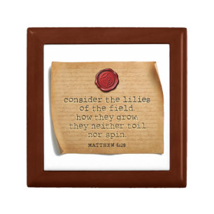 Matthew 6:28 Wood Keepsake Box