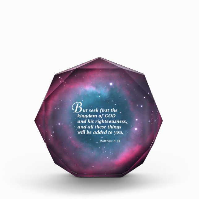 Matthew 6:33 acrylic award (Front)