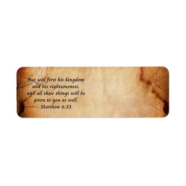 Matthew 6:33 address label (Front)