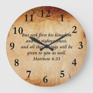 Matthew 6:33 Bible Verse Large Clock