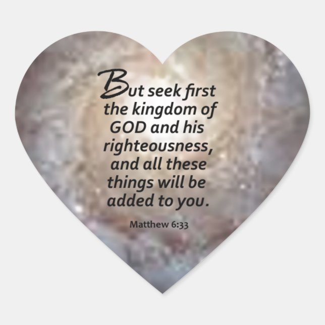 Matthew 6:33 heart sticker (Front)