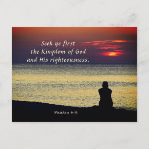 Matthew 6:33 Seek First Kingdom of God Ocean Postcard