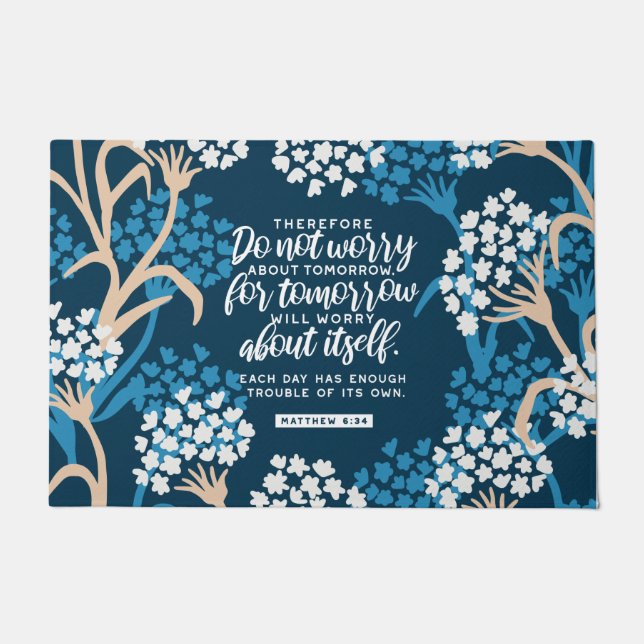 Matthew 6:34 Bible Verse Doormat (Front)