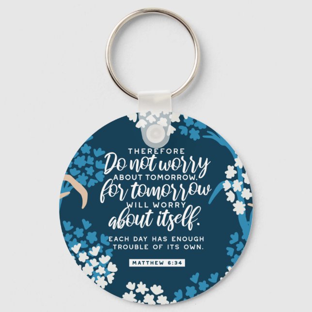 Matthew 6:34 Bible Verse Keychain (Front)