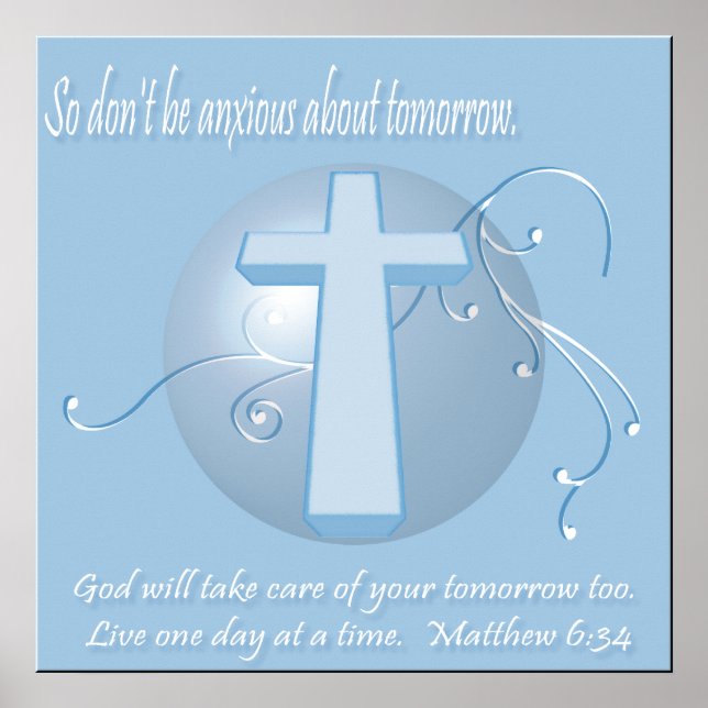 Matthew 6:34 Bible Verse Poster (Front)