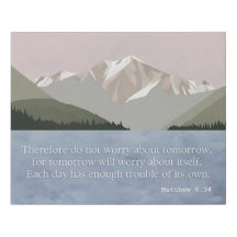 Matthew 6:34 Bible Verse Scenic Nature Mountain