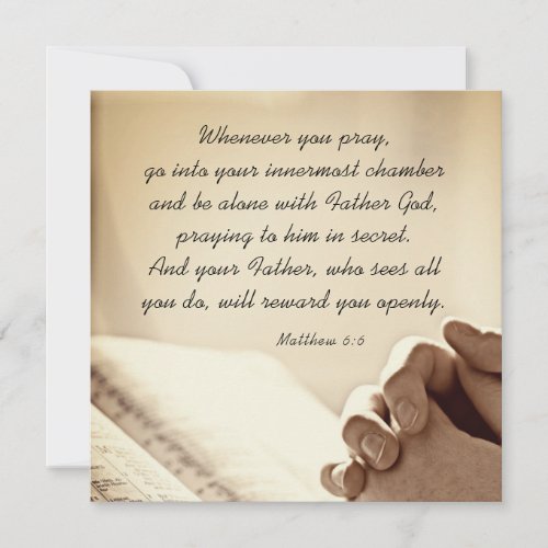 Matthew 66 When you Pray Christian Bible Card